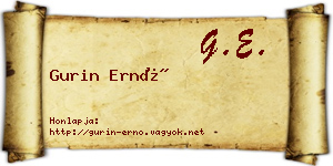 Gurin Ernő névjegykártya